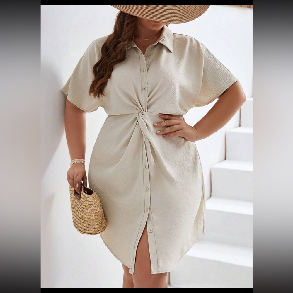Twist Front Short Sleeve Dress